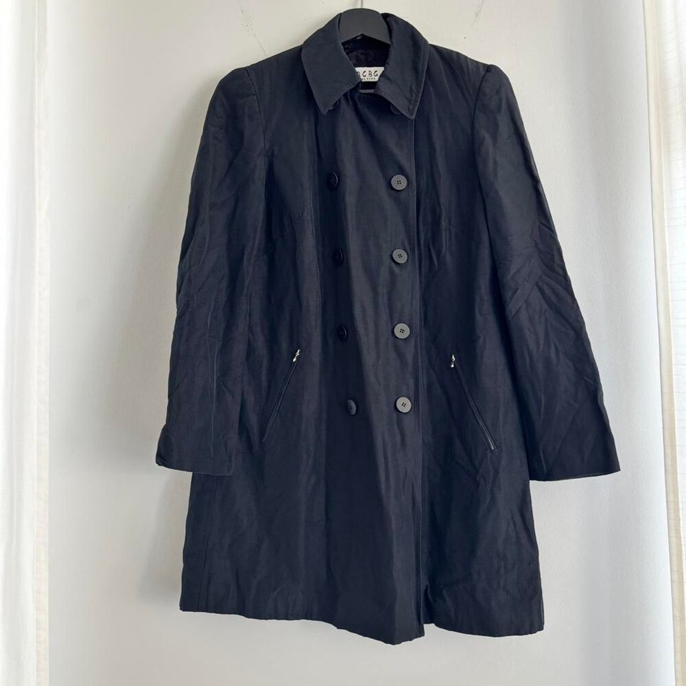 90s Vintage BCBG Max Azria Linen Trench Coat Womens Size Small